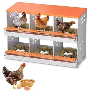 Cajas de anidación de pollo de 6 agujeros Caja de cría de puesta de huevos de metal con kit de orificios de ventilación - Imagen 1 de 16
