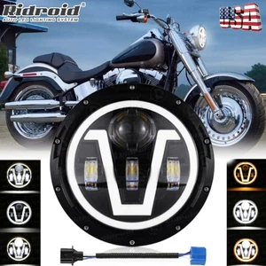 7 inch Motorcycle LED Headlight Hi-Lo Beam DRL for Harley Street Glide Touring - Foto 1 di 22