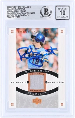 Autographed Robin Yount Brewers Baseball Slabbed Card Item#14339525 COA - Image 1 of 3