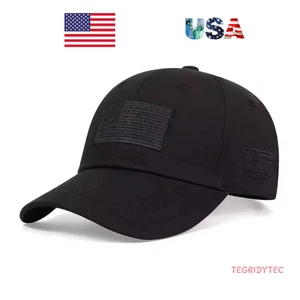 Berretto da baseball nero bandiera americana ricamato basso profilo cappello bandiera USA regolabile - Foto 1 di 2
