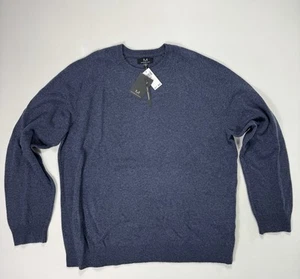 Suéter Magaschoni Para Hombres 3XLT Alto 100% Lana de Cordero Azul Cuello Redondo Nuevo con Etiquetas Moderno Preppy - Imagen 1 de 9