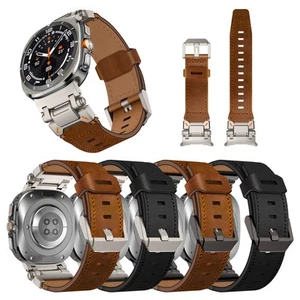 Bracelet en cuir véritable robuste pour Samsung Galaxy Watch7 Ultra 2025 connecteur métal - Photo 1 sur 16