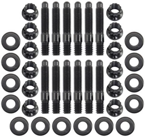 Aeroflow AF37-1501 Rocker Valve Cover Stud Kit 1/4-20" 1.50" Black 12 Point Nuts - Picture 1 of 3