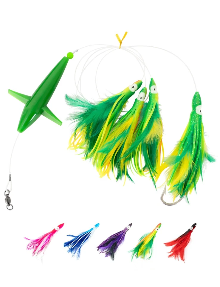 BLUEWING Tuna Feather Daisy Chain Trolling Squid Teaser Lure US Seller