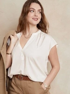 Blusa Dolman Banana Republic Botón Fábrica XXL 20 Marfil Grande Nueva con Etiquetas - Imagen 1 de 10