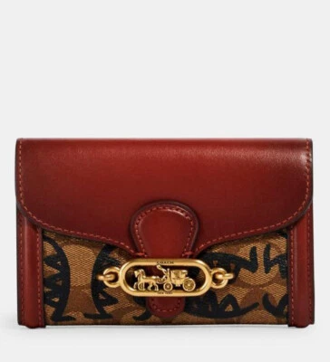 NWT COACH 2878 Jade Medium Envelope Wallet In Signature Canvas With Rexy - Image 1 of 4