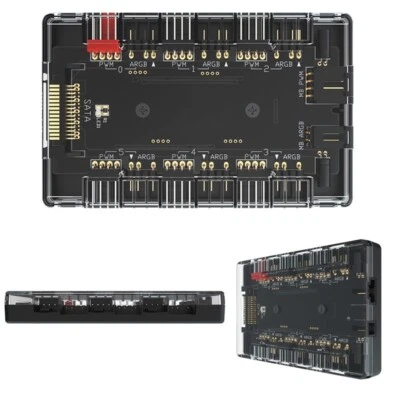 4Pin PWM y 5V 3Pin ARGB Cooler Master 1 a 6 HUB Ventilador Controlador Hub Divisor Foto 1 de 4