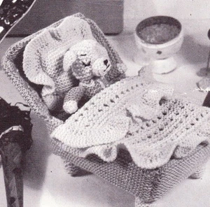 1950's LITTLE PUPPY & BED / 4ply. - COPY toy knitting pattern - Picture 1 of 1