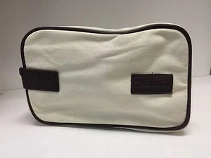 Canali Cream Toiletry Bag Travel Shaving Kit Zipper Cosmetic Tote Makeup Case - Picture 1 of 3