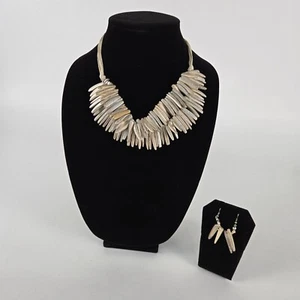 Rustic Boho Shell Necklace & Earrings Set - Natural Earthy Jewelry - Beach Vibes - Picture 1 of 5