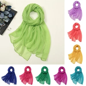 170*70CM Thin Chiffon Scarf Solid Color Long Scarves Beach Sunscreen Shawls Soft - Picture 1 of 31