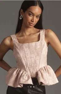 New Anthropologie: Siempre Corset Side-Peplum Tank Medium - Picture 1 of 2