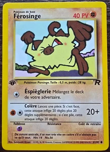 Pokemon Card No. 61/82 Ferosinge (Mankey) 1st Edition French N/M - Picture 1 of 6