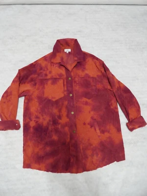 Abrigo chamarra gruesa Urban Daisy pana púrpura @ naranja tie dye, abotonada. Foto 1 de 4