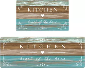 Kitchen Rugs Farmhouse Cushioned anti Fatigue Kitchen Mats 2 Piece Set Non Slip - Picture 1 of 12