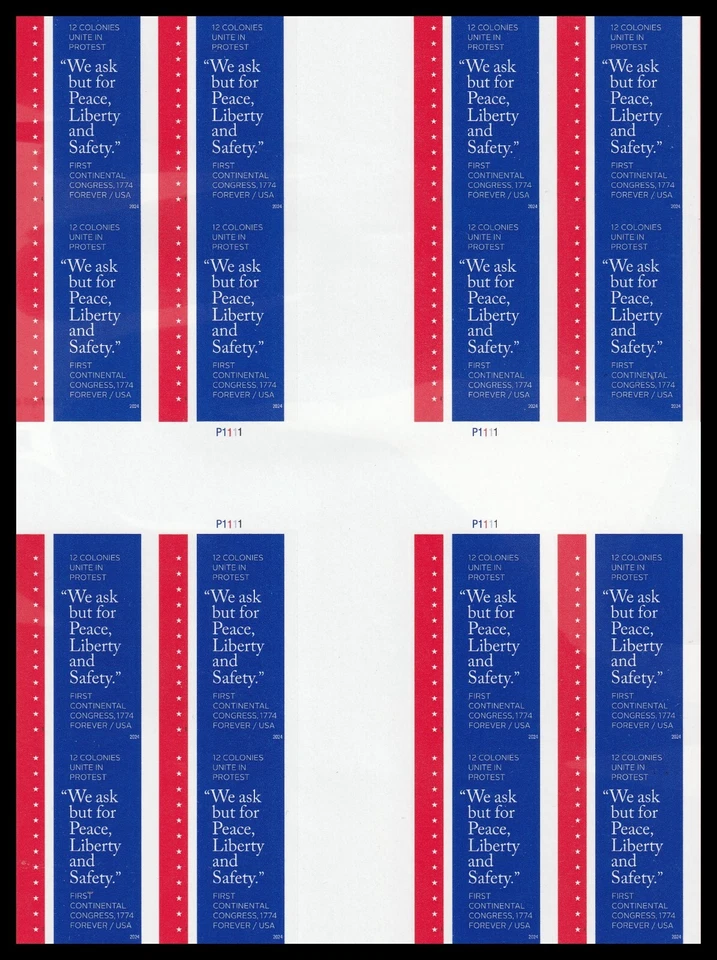 US 5939a First Continental Congress imperf NDC cross gutter block 16 MNH 2024 - Image 1 of 1