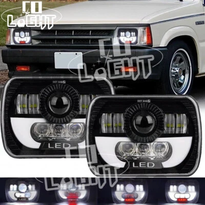Par de faros LED de haz alto/bajo negros de 7X6" 5X7" para Mazda B2200 B2000 B2600 RX-7 Foto 1 de 4