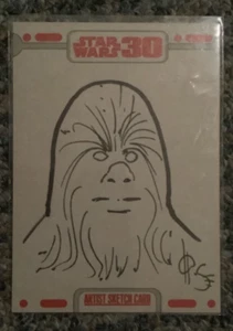 STAR WARS 30TH ANNIVERSARY 1/1 CHEWBACCA SKETCH CARD RYAN WATERHOUSE TOPPS 2007 - Picture 1 of 2