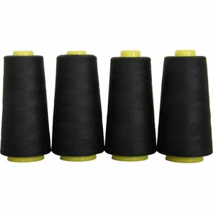 4 BIG CONES BLACK SERGER SEWING THREAD 2750 YD TEX 27 40S/2- THREADART - Picture 1 of 8