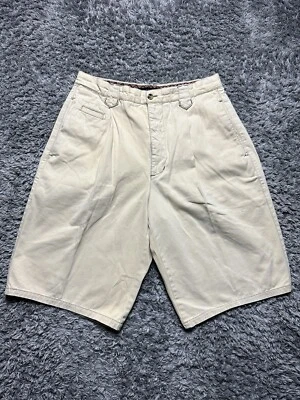 Vintage Structure 90s Khaki Pleated Shorts Waist 30 - Image 1 of 4