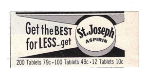 St Joseph Aspirin Print Ad Vintage Advertisement Child Medicine Advertising 1956 - Picture 1 of 2