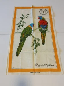 Beautiful Vintage Tea Towel Rainbow Lorikeets 47x78cm Made in Poland - Foto 1 di 9