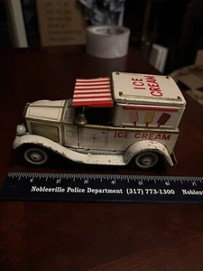 Vintage Japan Tin Friction Ice Cream Truck Bandai - Picture 1 of 10