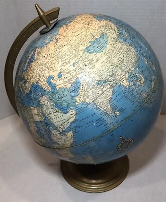 Vintage Crams Imperial 12" Mundo Globo URSS, Birmania Sobre Soporte Metal Hecho en EE. UU. Foto 1 de 4
