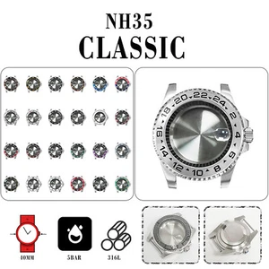 Kit cassa orologio 40 mm anello interno nero zaffiro cassa orologio per movimento NH35/NH36 - Foto 1 di 40