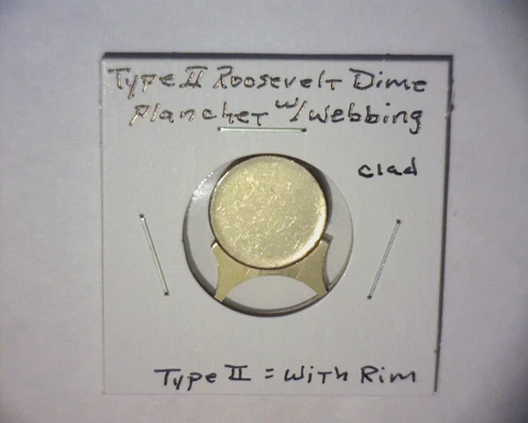 ROOSEVELT DIME PLANCHET "TYPE 2" WITH WEBBING INCLUDED US ERROR Coin Cover