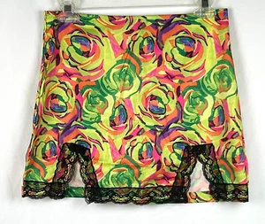 Minifalda Kollyy Multicolor Dayglo Psicodélica Groovy Floral M - Imagen 1 de 2