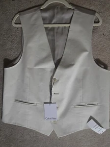 New Calvin Klein Cream Vest Waistcoast 3 Piece Cream Cream Cotton Mens US 42R - Picture 1 of 4
