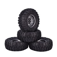 4PCS 2.2 Inch Rubber Tyres With Metal Rim for 1:10 Axial SCX10 TRX-4 RC Crawler