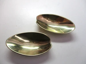 Carl Aubock Austria Modernist 1950s Brass Set Pair 2 Ashtrays Snack Bowl MCM Vtg - Picture 1 of 13