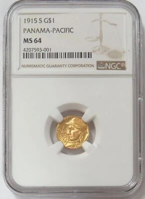 1915 S GOLD PANAMA-PACIFIC EXPOSITION COMMEM $1 DOLLAR NGC MS 64 - Image 1 of 4