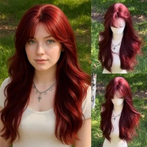 Cosplay Wine Red Synthetic Wig Halloween Women Layered Wigs Party - Picture 1 of 11