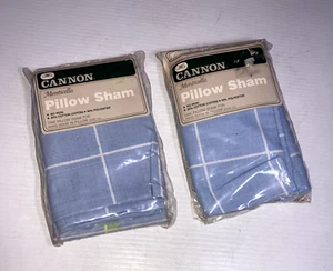 Vintage Cannon Monticello Cotton Blend King 20x36 Pillow Sham Blue New Lot of 2 - Picture 1 of 5