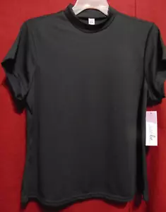 Top de mujer JUST BE... talla grande 2X acanalado cuello falso manga corta negro nuevo con etiquetas - Imagen 1 de 5
