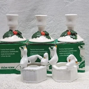5 VTG Xmas Candle Holders Lillian Vernon With Original Boxes And White Ducks - Picture 1 of 6