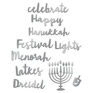 19pc Word Pack for Felt Letter Board Silver Holiday Hanukkah Dreidel Decor Sign