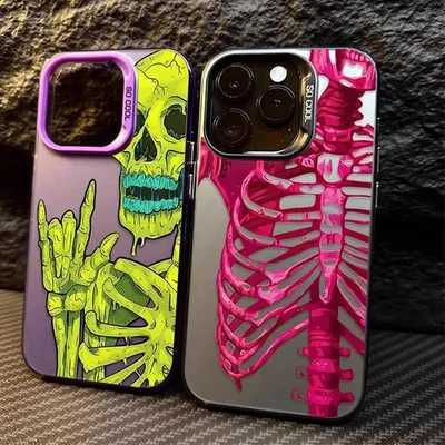 Pink Green Skull Case For iPhone 17 Air 16 15 14 13 12 11 Mini Pro Max Plus X XR - Image 1 of 4