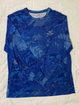 Realtree Fishing WAVE Blue Water Camo Shirt Long Sleeve Men's Size 2XL - Image 1 of 4