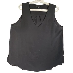 Gibson Negro Plisado Cuello en V Sin Mangas Petite X Grande Mujer Top - Imagen 1 de 7