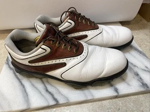 FootJoy Synr-G Mens Golf Shoes White/Brown Leather Memory Foam 53862 Size 11.5 M - Picture 1 of 7