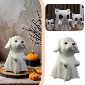 Halloween Geist Hund Katze Statue Deko süßeste Halloween Gruselgeist Hund Figur - Bild 1 von 22