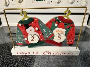 Christmas Countdown Decor/Display - Sweaters On Hangers w/Snowman & Santa , New - Picture 1 of 6