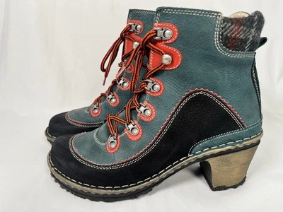 Josef Seibel Kingfisher 12 Botas EU 40 UK 7 Teal Negro Cuero Forrado en Vellón - Imagen 1 de 4