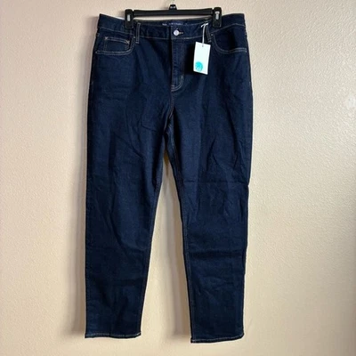 Pantalones de mezclilla Boden nuevos talla 20 largos lavados oscuros tiro medio seda pierna recta TO367 Foto 1 de 4