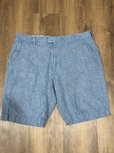 J Crew Shorts Mens 35 Linen Blend Blue Chino 10" Flat Rivington Casual Preppy - Picture 1 of 3