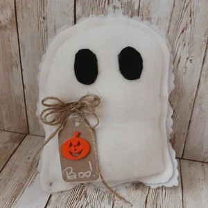 Halloween Ghost Farmhouse Country Mini Pillow/ White Fleece Fabric, Bowl Filler  - Picture 1 of 3